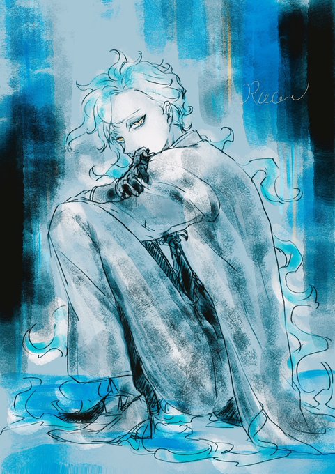 「blue fire wavy hair」 illustration images(Latest)