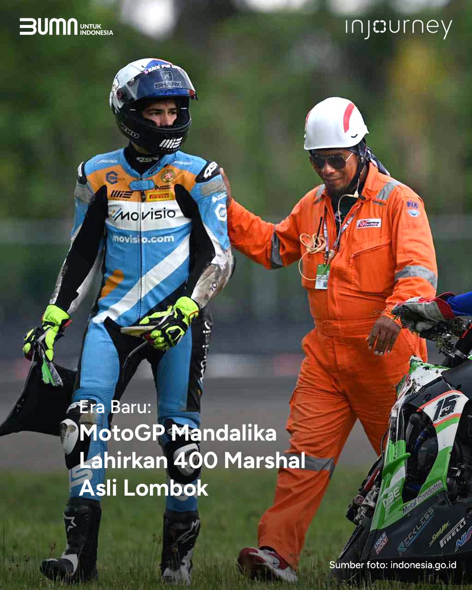 injourneyID's tweet photo. Bangga banget! Berkat ini, marshal yang bertugas di MotoGP Mandalika 2023 akan 100% berasal dari Nusa Tenggara Barat (NTB)❤️

Tapi kamu tahu gak sih, apa itu marshal🤔 Cari tahu di sini, yuk!
#FeelThePower #indonesianGP #BringBackThePower https://t.co/F2i7M1L7Cc