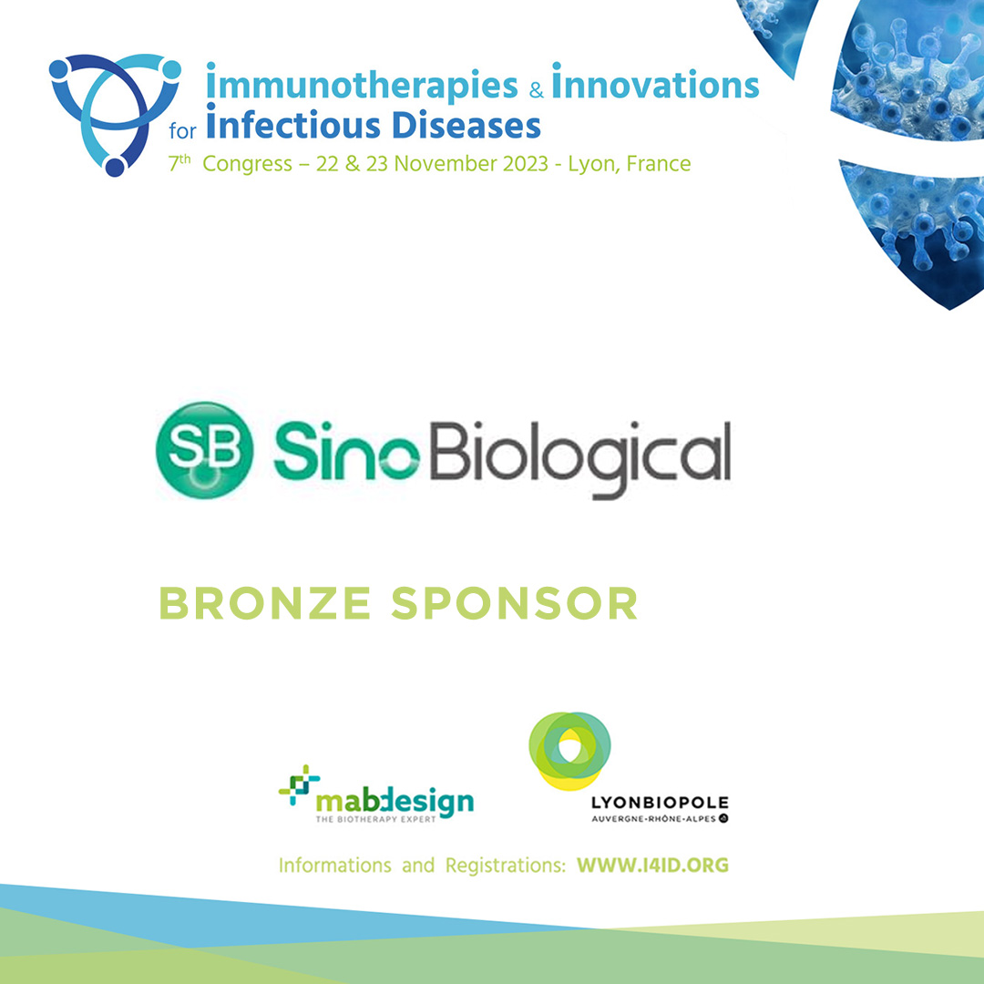 [#I4ID2023] 📢 Meet &amp; Connect with our Bronze sponsor @SinoInc at the 7th edition of the #Immunotherapies &amp; Innovations for #InfectiousDiseases Congress, co-organized by <a href="/Lyonbiopole/">Lyonbiopôle Auvergne-Rhône-Alpes</a> &amp; <a href="/MabDesign_fr/">MabDesign</a>. Thank you for your support! 

🗓 Nov. 22-23
📍 Lyon
➡ swll.to/Qb3sC