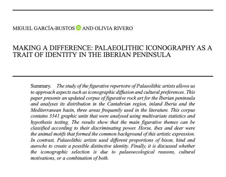We have published in Oxford Journal of Archaeology a new article entitled "Making a difference: Palaeolithic iconography as a trait of identity in the Iberian Peninsula" 🆕.

Let's go with a thread to explain what we have found out ! 🧵⬇️