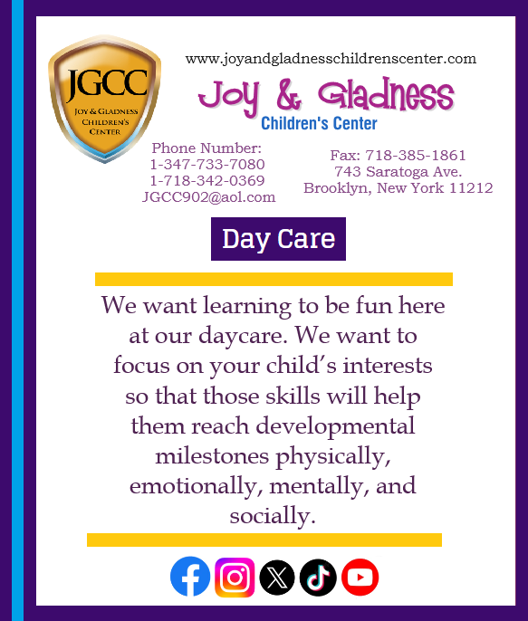 Joy & Gladness Children's Center (@joygladnesscc) on Twitter photo #joygladnesschildrenscenter#joyandgladnesschildrenscenter.com#Joy&GladnessChildrensCenter#Joy&GladnessChildrensCenter743SaratogaAve.Brooklyn,NewYork11212#Joy&GladnessChildrensCenteNY#13477337080#17183420369#JGCC902@aol.com#ChildrensCenter#ChildrensCenterbrooklynnewyork #joygladnesschildrenscenter#joyandgladnesschildrenscenter.com#Joy&GladnessChildrensCenter#Joy&GladnessChildrensCenter743SaratogaAve.Brooklyn,NewYork11212#Joy&GladnessChildrensCenteNY#13477337080#17183420369#JGCC902@aol.com#ChildrensCenter#ChildrensCenterbrooklynnewyork