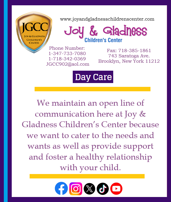 Joy & Gladness Children's Center (@joygladnesscc) on Twitter photo #joygladnesschildrenscenter#joyandgladnesschildrenscenter.com#Joy&GladnessChildrensCenter#Joy&GladnessChildrensCenter743SaratogaAve.Brooklyn,NewYork11212#Joy&GladnessChildrensCenteNY#13477337080#17183420369#JGCC902@aol.com#ChildrensCenter#ChildrensCenterbrooklynnewyork #joygladnesschildrenscenter#joyandgladnesschildrenscenter.com#Joy&GladnessChildrensCenter#Joy&GladnessChildrensCenter743SaratogaAve.Brooklyn,NewYork11212#Joy&GladnessChildrensCenteNY#13477337080#17183420369#JGCC902@aol.com#ChildrensCenter#ChildrensCenterbrooklynnewyork