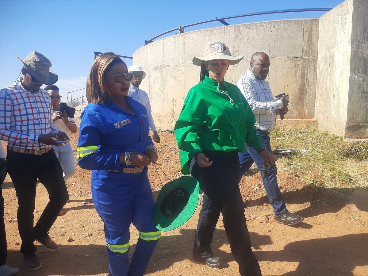 Deputy Ministers of Water and Sanitation on a walk about at Water Treatment in Warrenton,Kimberly.Water crisis remains a challenge in this area.#SABCNews
