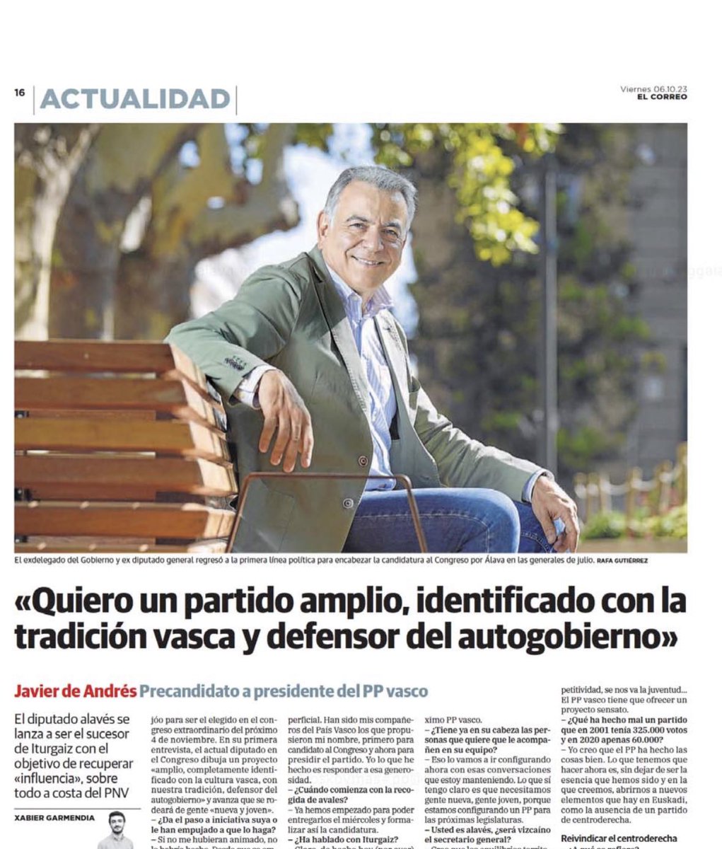 Hoy en <a href="/elcorreo_com/">El Correo</a> anuncio mi deseo de presidir el <a href="/PPVasco/">Partido Popular Vasco</a> de los próximos años. Confío en contar con el apoyo de mis compañeros.