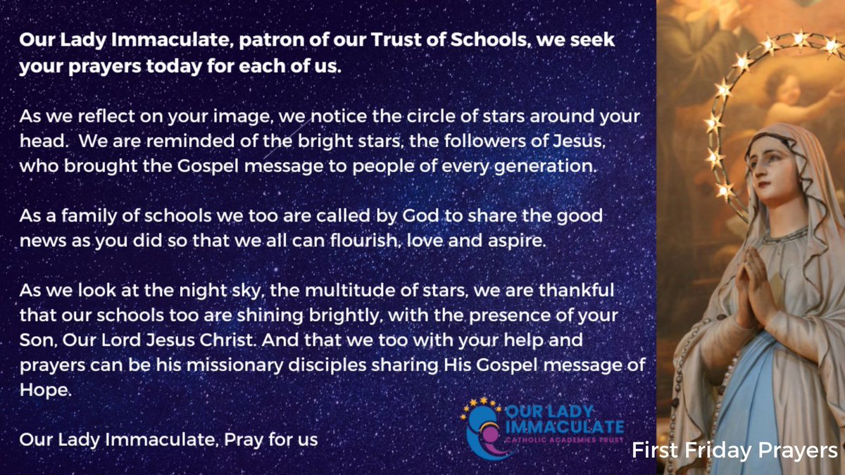 OLICATchaplains's tweet photo. 'As a family of Schools, we are called by God to share the good news as you did, so that we can all flourish, love and aspire'
Thank you to Marie Heath, Spiritual Director and Friend of @olicatschools for leading us this morning
#OLICATcommunity #OLICATFirstFriday https://t.co/qCKC8fmNwf