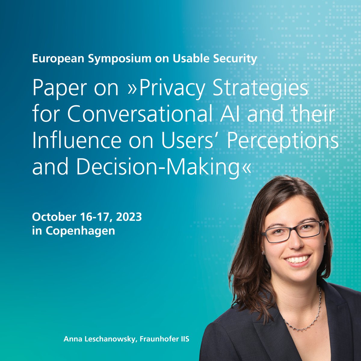 FraunhoferIIS's tweet image. Privacy in #ConversationalAI: Anna Leschanowsky et al from @fraunhoferiis outline 3 strategies that emphasize data control & rational decisions, influencing behavior but not perception. Vital need for more CAI privacy control research. #PrivacyControl #Research #Audiolabs