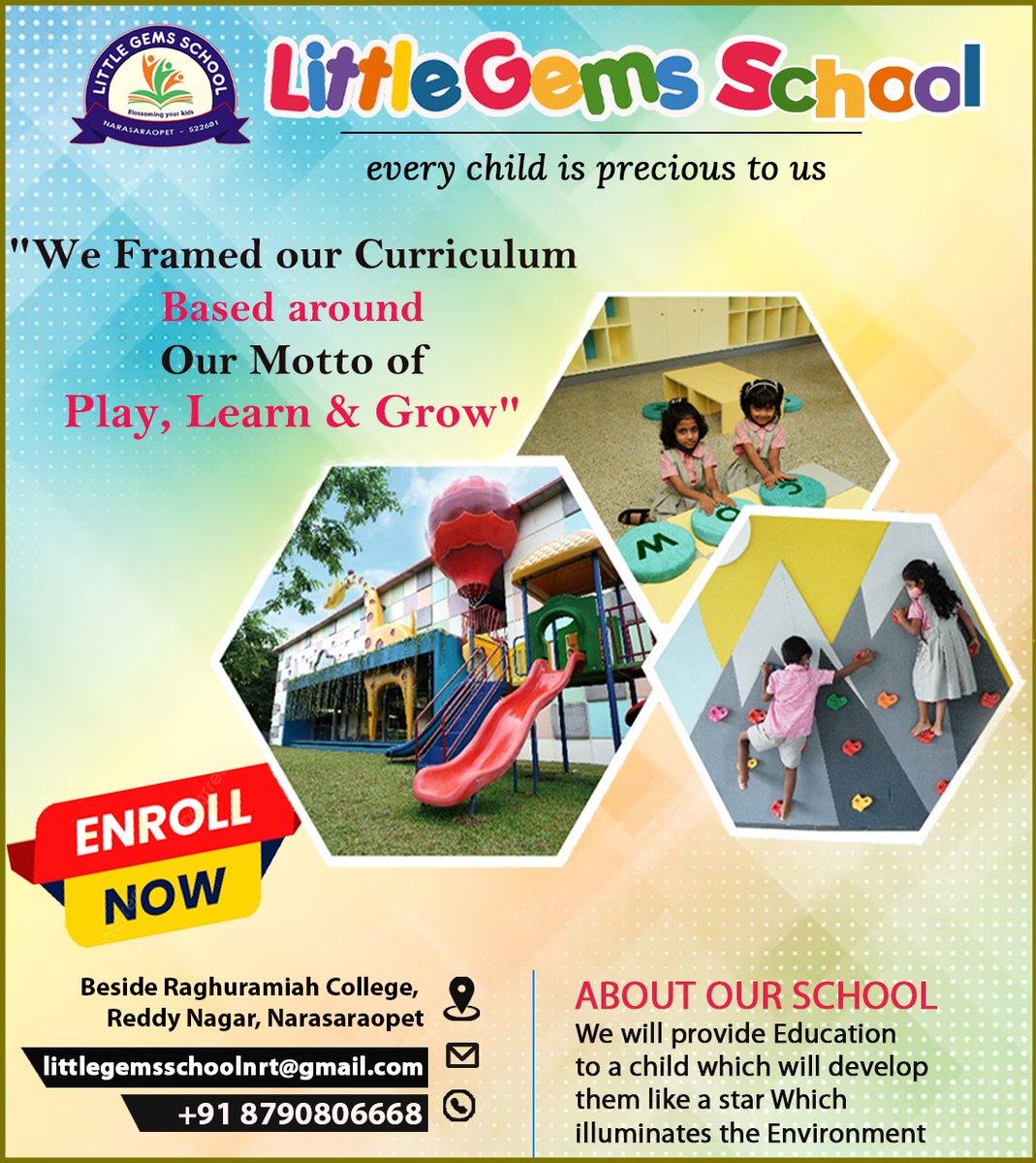 We framed our Curriculam based around our motto
 of play ,Learn & grow 
Contact : +91 87908 06668
Email     : +littlegemsschoolnrt@gmail.com
#littlegemsschool #bestschoolinnrt #playwaymethod #schools
#teachingmethods #AcademicDevelopment