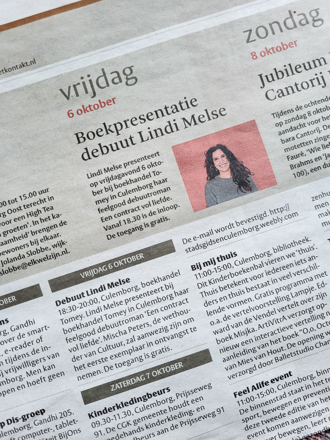 Vanavond is het zover! Wees welkom bij <a href="/BoekhandelTomey/">Boekhandel</a> om de boekpresentatie bij te wonen van mijn debuut roman Een contract vol liefde #roman #feelgood #auteur #culemborg