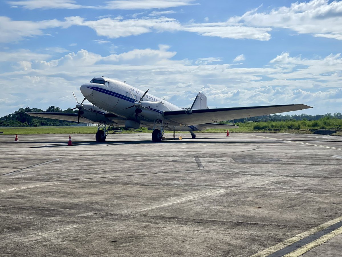 Cloud_Surfer27's tweet photo. I would’ve loved to see the cockpit of this BT-67 which is of 1940’s vintage and is still flying today. Isn’t that amazing? The aircraft is used for geological surveys for oil and gas and mining purposes.
#planespotting #silchar #bellgeospace https://t.co/hSYXkCa9sN