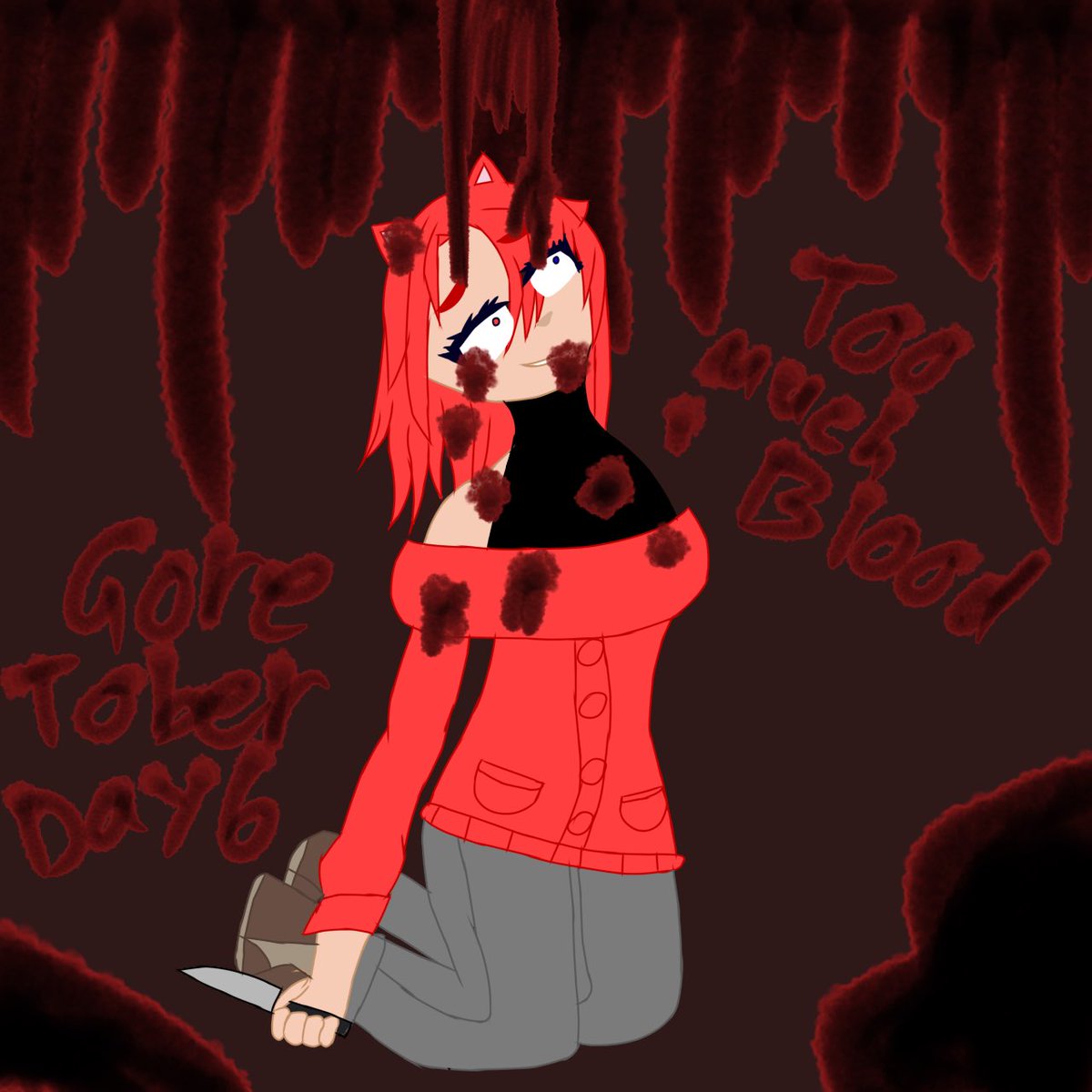 NikkimareStudio's tweet photo. Goretober 2023, Day 6:
Too Much Blood
If you’re wondering where Day 5 is.. I gave up on it (it’s hideous)

#art #oc #ocart #gore #goreart #goretober #goretober2023 https://t.co/LGegRZOjx3