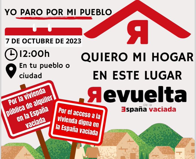 BurgosEV's tweet photo. La Revuelta de la @EspanaVaciada sigue latiendo.  
Este año salimos a las plazas para denunciar la escasez de vivienda publica de alquiler en la España Vaciada.  
#YoParoPorMiPueblo 
📅 Sábado, 7 de octubre 
📷12:00h https://t.co/iqNWEepaW1