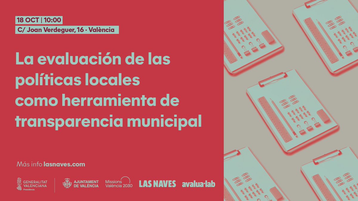 vlcinnovation's tweet photo. LAB | 🔎Nuestro laboratorio de #EvaluaciónPolíticasPúblicas #Avalualab organiza el 18 de octubre con @generalitat en @LasNavesINN la jornada "La #Evaluación de políticas locales como herramienta de #Transparencia municipal"

🖱️Puedes inscribirte aquí👇

https://t.co/QPXI378IqL https://t.co/giYVxeN2l3