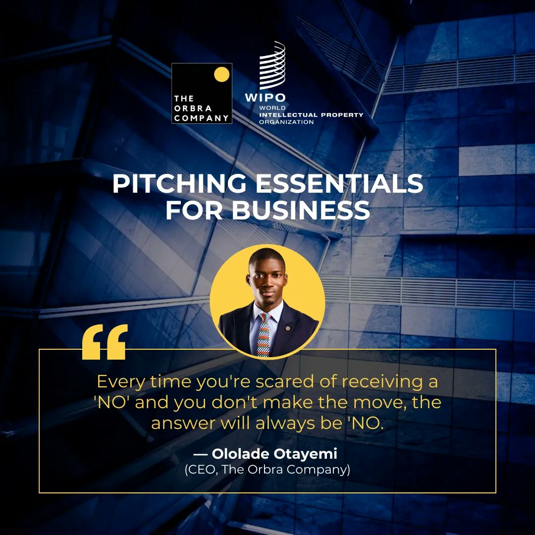 Theorbracompany's tweet image. Have you ever wondered why some people do better in pitch competitions? Here are some highlights that will help you from one of our sessions by @mr_orbra on &quot;Pitching Essentials for Business&quot;.
 #worldintellectualpropertyorganization #wipo2023 #intellectualproperty #pitching