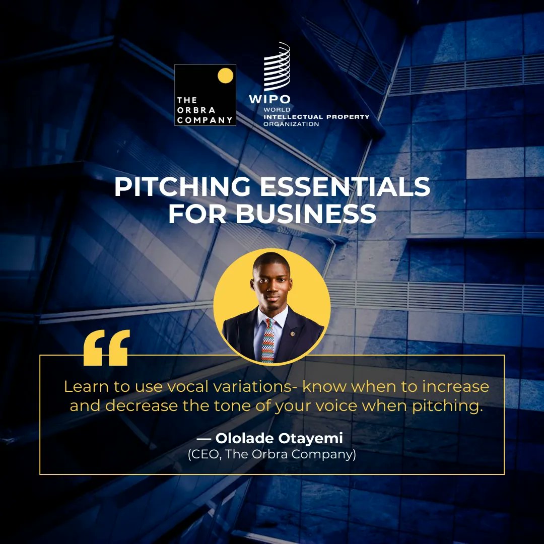 Theorbracompany's tweet image. Have you ever wondered why some people do better in pitch competitions? Here are some highlights that will help you from one of our sessions by @mr_orbra on &quot;Pitching Essentials for Business&quot;.
 #worldintellectualpropertyorganization #wipo2023 #intellectualproperty #pitching