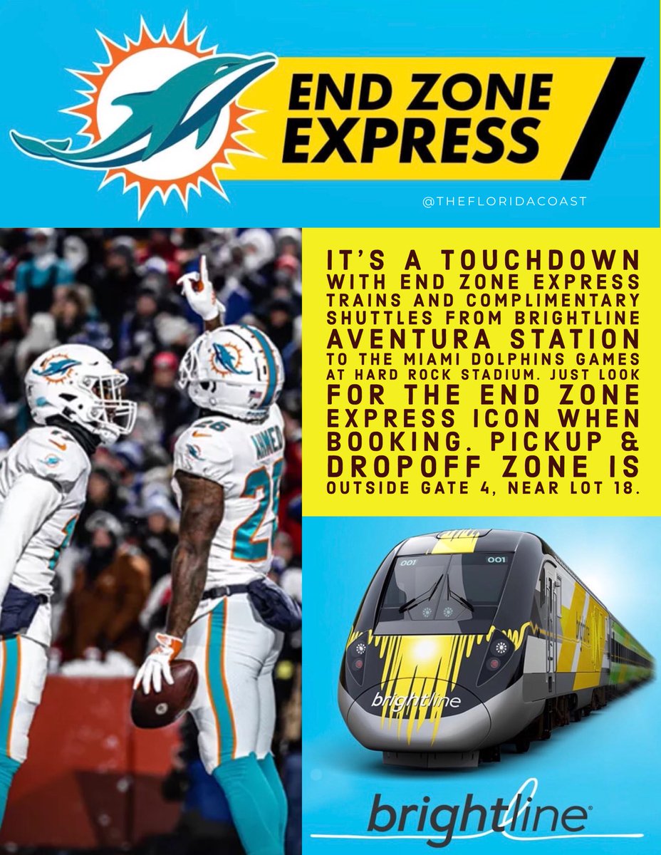 TheFloridaCoast's tweet photo. Take the train to Miami Dolphins games at Hard Rock Stadiumโฆ
https://t.co/Y8TxPzil31
...From ORLANDO, WEST PALM BEACH, BOCA RATON and FORT LAUDERDALE. Complimentary shuttles: https://t.co/9J5p4J3tA1
@GoBrightline @MiamiDolphins #EndZoneExpress #train #football https://t.co/fdniXvIEat