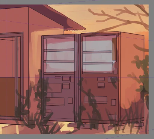 近所の自販機が草に埋もれてたので、なんかそんな感じの背景～#wip 