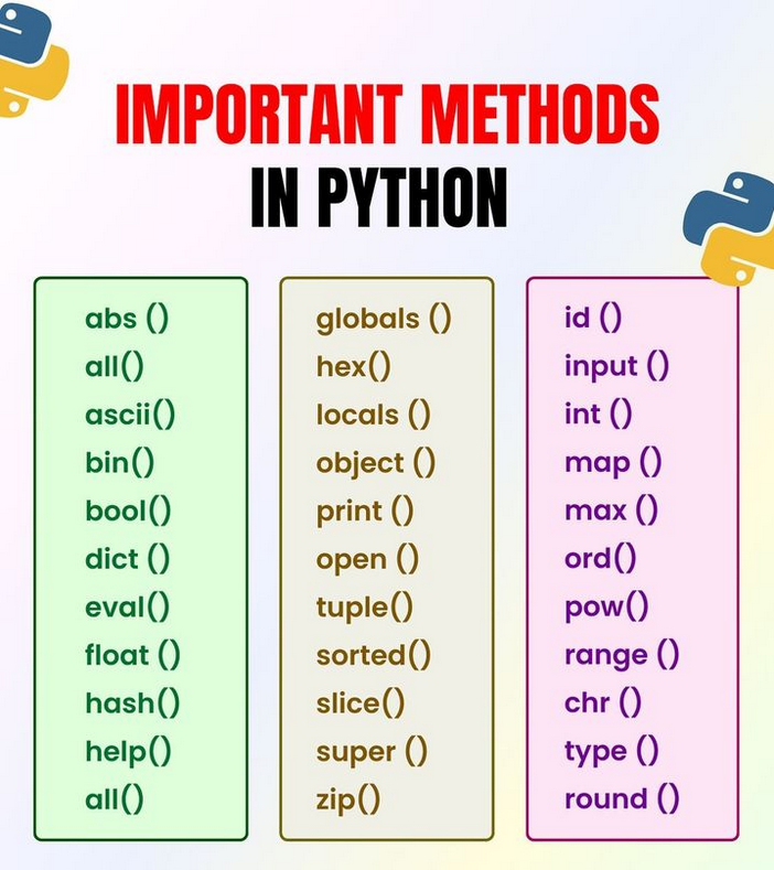PythonDvz's tweet photo. Important Methods in Python Programming !
More ☞ https://t.co/4rraKgDkbO

#python #programming #developer #morioh #programmer #softwaredeveloper #computerscience #webdev #webdeveloper #webdevelopment #pythonprogramming #pythonquiz #ai #ml #machinelearning #datascience https://t.co/vxvIF3u804