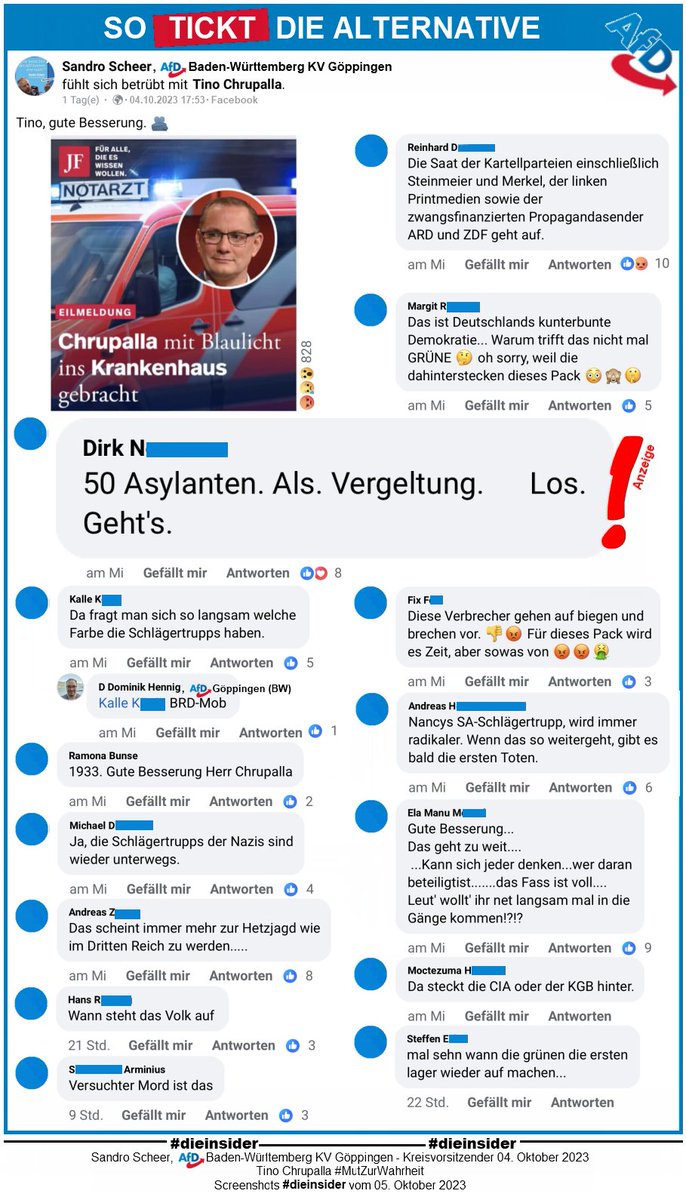 Zum Vorfall mit Tino #Chrupalla haben wir das hier auf der Seite des Kreisvorsitzenden der #AfD Göppingen gefunden.
 
Und Nein. Dieser Kommentar ist keine "Ironie"!
 
#AfDVerbot #noAfD 
#GemeinsamGegenHass #DieInsider