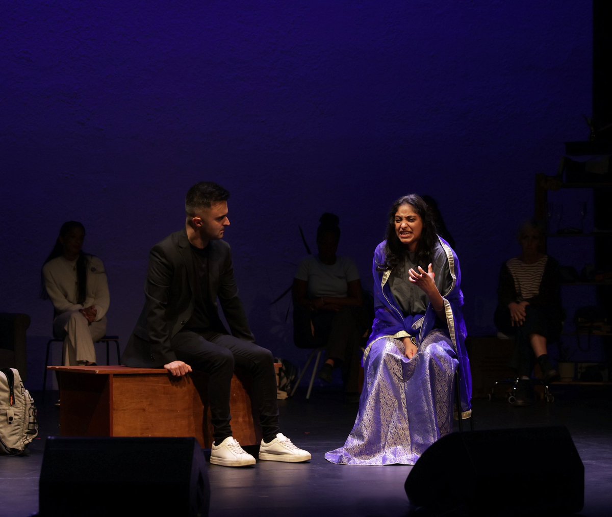 BHAIJAAN by Zoe Iqbal Directed by Gitika Buttoo Starring Jessica Kaur & Alex Hewitt Photos by Shay Rowan @shayster57 Lighting @tate_creations One of six #Vignettes staged at @contactmcr in honour of @@McrRapeCrisis 💜