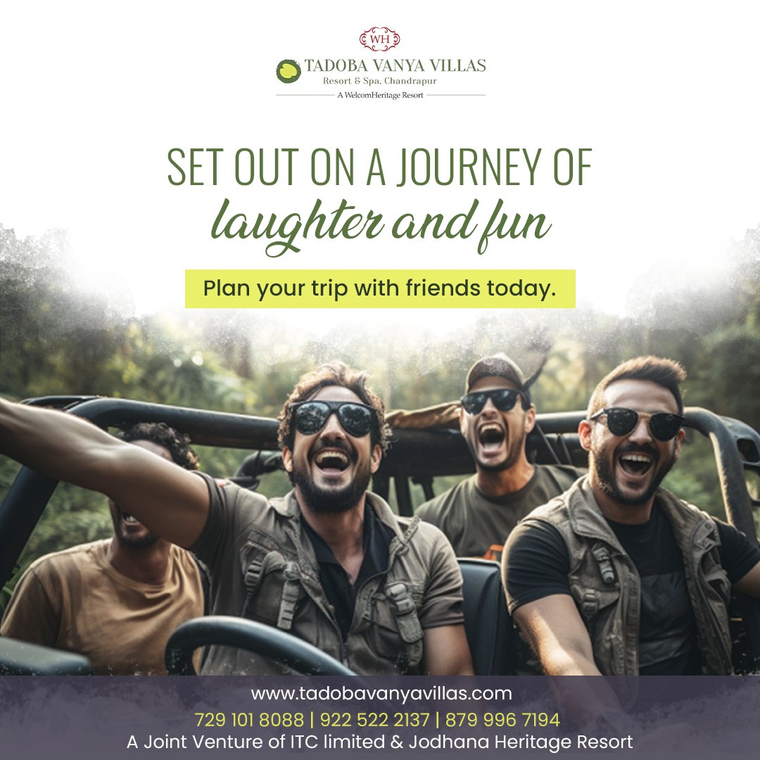 TVV_Official's tweet photo. Experience the perfect blend of luxury, nature, and laughter at Tadoba Vanya Villas with your friends.π€©ππ
.
.
.
#travel #resorts #FridayVibes #Journey #indtravel #INDvBAN #CWC2023 #YUTA #trip #holiday #Maharashtra #nagpurcity https://t.co/V8kfUW3dPU