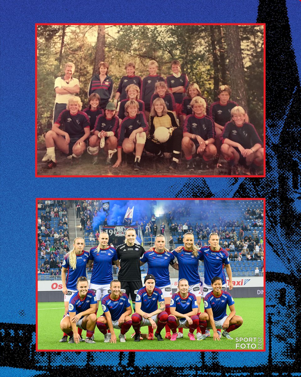 VIFDamer's tweet photo. Fra 5. div til Champions League play-off mot Real Madrid! Allerede 2500 solgte billetter til hjemmekampen🔥

Det øverste bildet er tatt i 1984, det nederste er tatt før CL kvalifiseringskampen mot Celtic forrige måned. https://t.co/qDGGwTgRMO