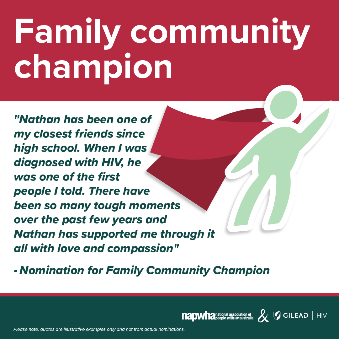 NAPWHA — info@napwha.org.au (@napwha) on Twitter photo We’re on the lookout for unsung heroes in the community who are doing amazing things to support people living with HIV. This year we’re seeking heartfelt nominations across five categories. Nominate your Champion here:
napwha.org.au/celebrating-co… <a href="/GileadSciences/">Gilead Sciences</a> We’re on the lookout for unsung heroes in the community who are doing amazing things to support people living with HIV. This year we’re seeking heartfelt nominations across five categories. Nominate your Champion here:
napwha.org.au/celebrating-co… <a href="/GileadSciences/">Gilead Sciences</a>