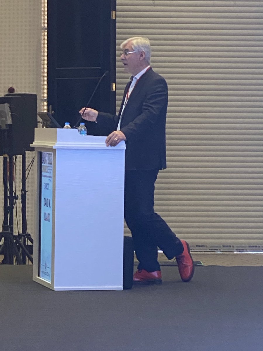 David Clark keynote #eabct2023  on dissemination of evidence based psychological therapies. Complete with red shoes!