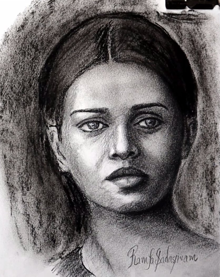 RamyaSadasivam's tweet image. Did this charcoal portrait today, took me 3 hours to complete. Who is this beauty ?

#realisticportrait #portraitstudy #charcoalportrait