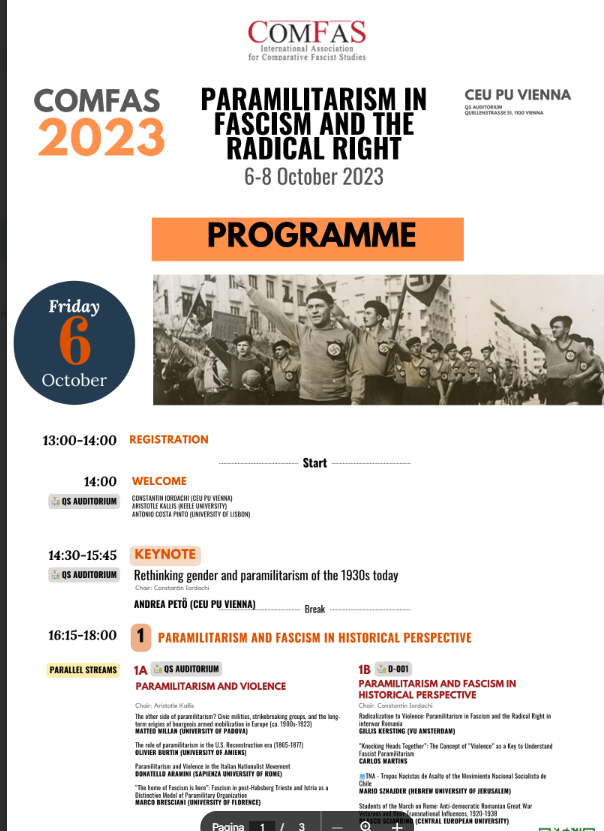 mjgbakker's tweet photo. In Vienna for the #COMFAS 2023 convention 'Paramilitarism in fascism and the radical right'. Looking forward to meet old and new @FascismJournal authors!
https://t.co/KmSoeIJ7Eq https://t.co/hHPQpHKS3B