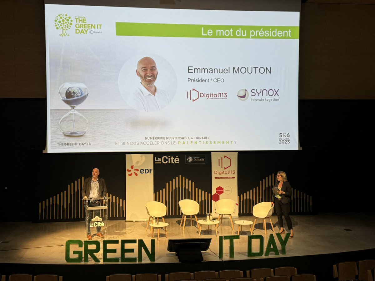 Kadorito's tweet photo. C’est parti pour la deuxième journée du #GreenITD ici à Toulouse @LaCite_eu pour engager l’écosystème d’Occitanie vers un numérique durable avec @Digital113_ comme chef d’orchestre ! https://t.co/mK7z4jdFVq