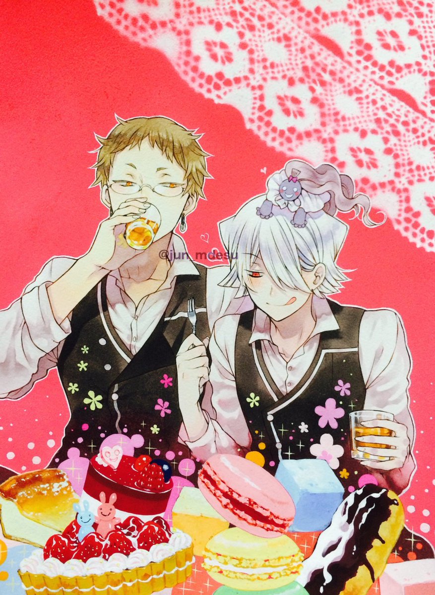 jun_mdesu's tweet photo. 人気コンビランキング1位の男たち🧁🍰🥃
(PandoraHearts24+1巻描き下ろし) https://t.co/vg5YoQmnDq