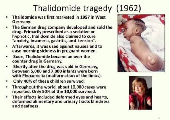 PeterItebimien's tweet photo. @simplify_drugs " Thalidomide"a drug first marketed to treat anxiety and morning sickness.Despite claims that the drug was safe during pregnancy,it was removed from the market in the 1960s when clinicians noted an association with phocomelia. Its currently use to treat myeloma &amp; Hansen's disease https://t.co/JJfgqFDgKk