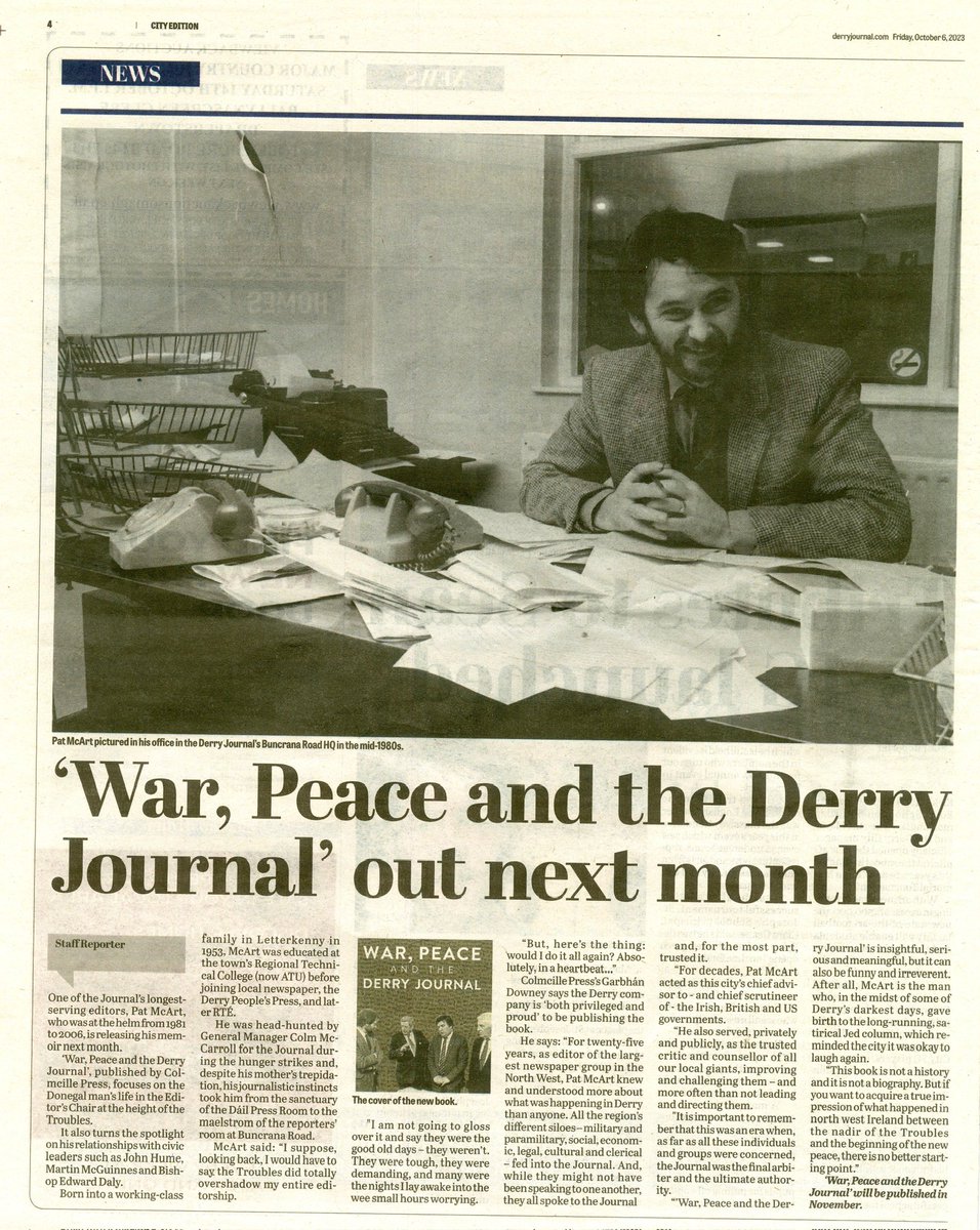ColmcillePress's tweet photo. The definitive insider’s account of the North West and its giants in the late 20th century, by former @derryjournal Managing Editor @mcart_pat.
Absorbing and enthralling from start to finish. https://t.co/3QTWgptoSX