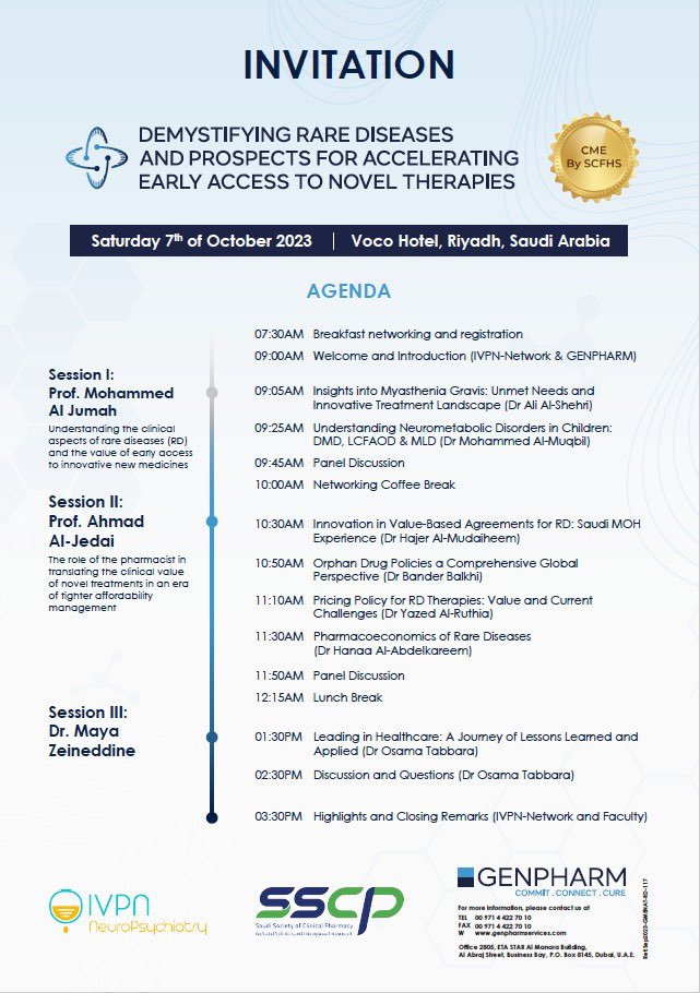 TabbaraOsama's tweet image. Happening tomorrow.

***CME hours from SCFHS***
#IVPN_Network  #genpharm