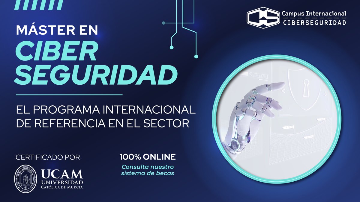 CampusCiberseguridad (@campusciberseg) on Twitter photo 🚨 AVISO🚨
El MARTES comienza la 13ª edición del Máster en Ciberseguridad
Más información ➡️ campusciberseguridad.com/masters/master…
🚀Todavía estás a tiempo de unirte
👨🎓<a href="/UCAM/">UCAM Universidad</a>
📚 Aprende con <a href="/ssantosv/">Sergio de los Santos</a> <a href="/psaneme/">Pablo San Emeterio</a> <a href="/MarcosArjona/">Marcos Arjona</a> <a href="/breggovic/">Juan Antonio Gil</a> <a href="/ctorranog/">Carmen</a> <a href="/_JuanjoSalvador/">Juanjo Salvador</a> entre otros
#ciberseguridad 🚨 AVISO🚨
El MARTES comienza la 13ª edición del Máster en Ciberseguridad
Más información ➡️ campusciberseguridad.com/masters/master…
🚀Todavía estás a tiempo de unirte
👨🎓<a href="/UCAM/">UCAM Universidad</a>
📚 Aprende con <a href="/ssantosv/">Sergio de los Santos</a> <a href="/psaneme/">Pablo San Emeterio</a> <a href="/MarcosArjona/">Marcos Arjona</a> <a href="/breggovic/">Juan Antonio Gil</a> <a href="/ctorranog/">Carmen</a> <a href="/_JuanjoSalvador/">Juanjo Salvador</a> entre otros
#ciberseguridad