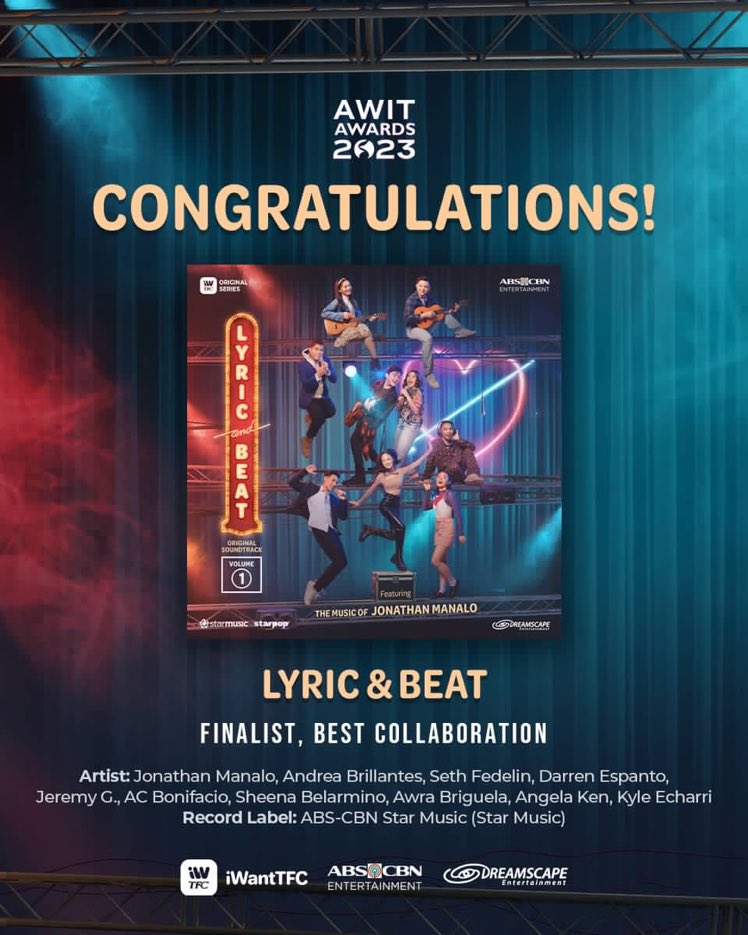 Let's make it happen!

#LyricAndBeat is also a FINALIST for Best Collaboration at the 36th Awit Awards! CONGRATS! 👏👏👏

#AndreaBrillantes 
#SethFedelin 
#KyleEcharri