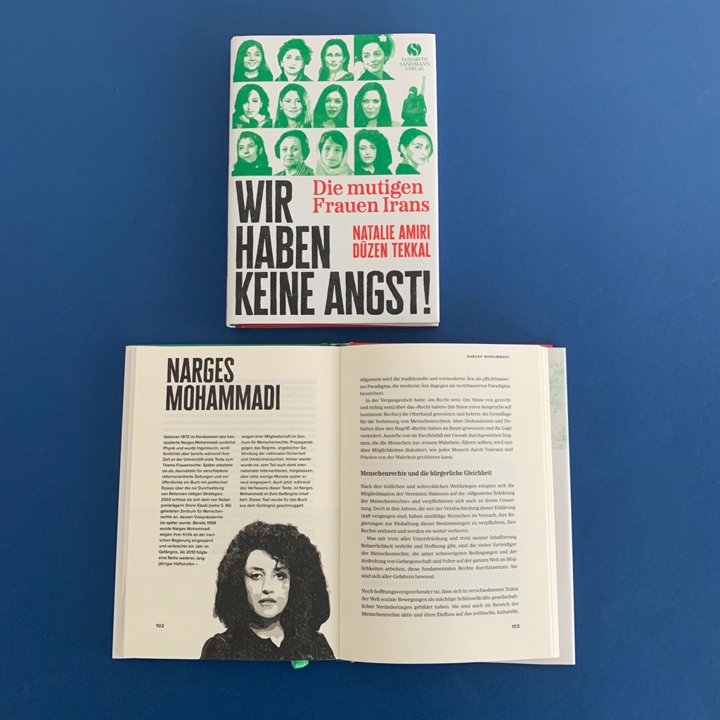 suhrkamp's tweet photo. Wir gratulieren Narges Mohammadi zum Friedensnobelpreis 2023. Die iranische Menschenrechtlerin bekommt den Preis »für ihren Kampf gegen die Unterdrückung der Frauen im Iran und ihren Kampf für die Förderung der Menschenrechte und der Freiheit für alle«. https://t.co/XpdzfcraUm