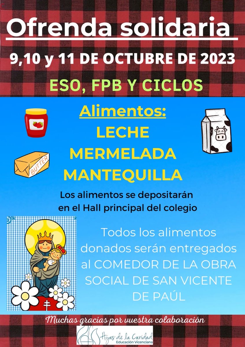 paulaszaragoza's tweet photo. OFRENDA SOLIDARIA 23 – Colegio Las Paulas Zaragoza https://t.co/6vjILhlswF vía @SVP_Zgz

#TESELA
#ColegiosHHCC
#EducaciónVicenciana
#SaberMásParaVivirMejor
#LaSencillezNaceDelCorazón https://t.co/lGPMqZwsBN