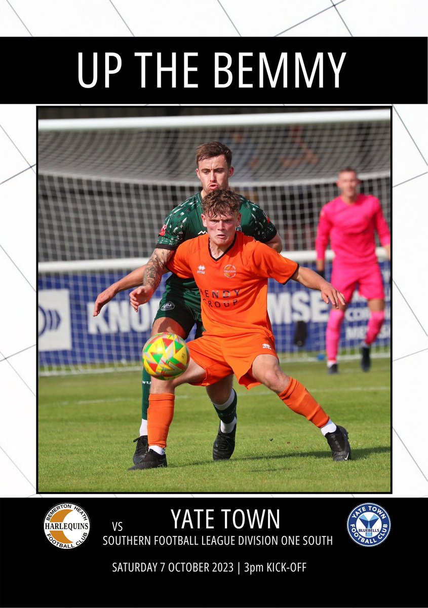 Please find attached tomorrow's programme which you can download for free. There are some extra bits in there this week to check out 🖤🤍🧡

Download bemertonheathharlequinsfc.co.uk/downloads/beme…