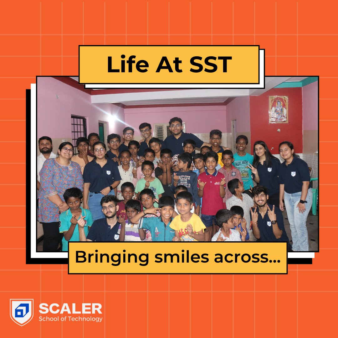 Scaler_SST's tweet photo. 15 hearts, one mission- Spreading smiles!

With some games, jamming, and magic - SST students brightened the day for the orphanage children at Sadashraya Charitable Trust.

#ScalerSchoolOfTechnology #LifeAtSST https://t.co/skRDlUJzl7