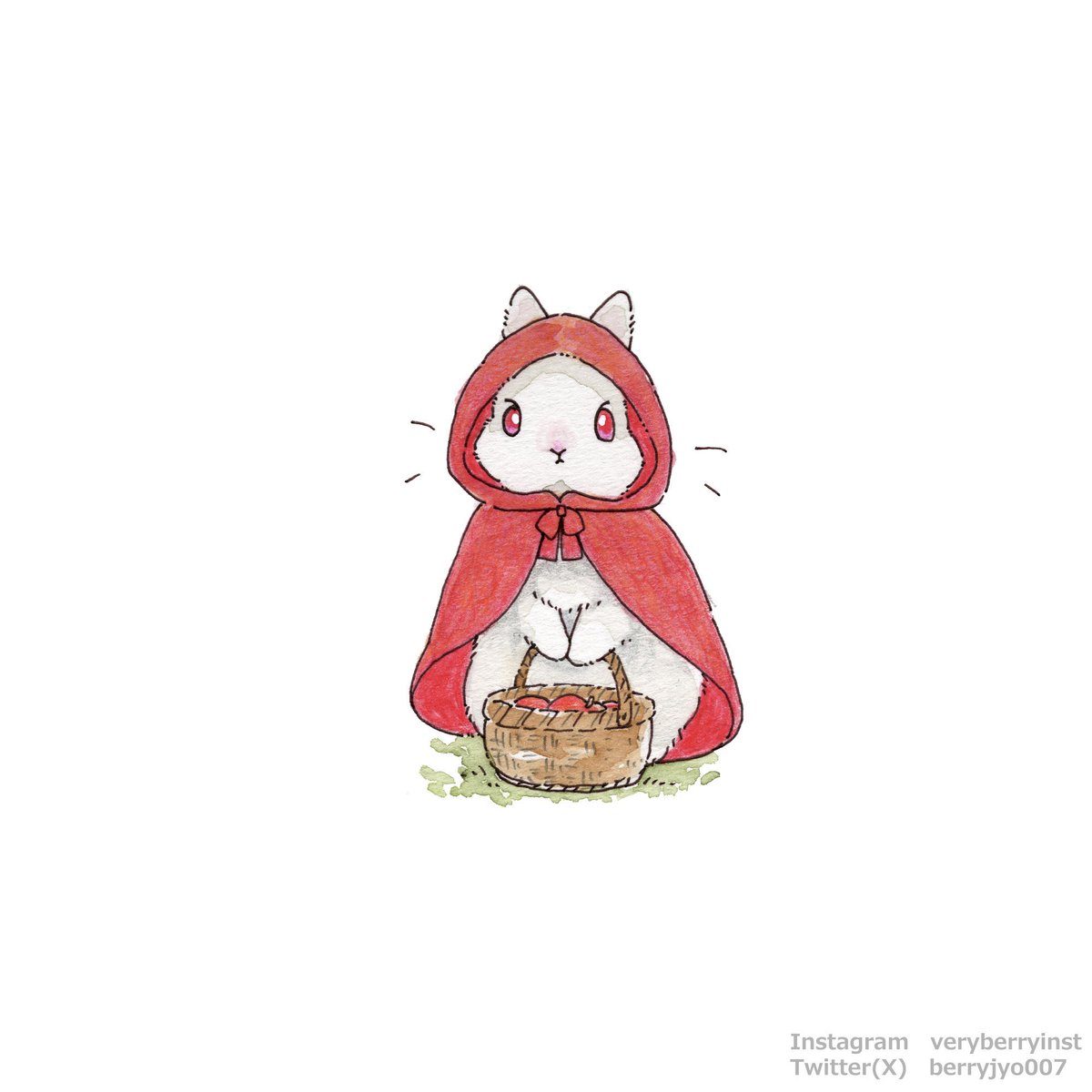 little red riding hood (grimm) basket no humans white background hood solo simple background red eyes  illustration images