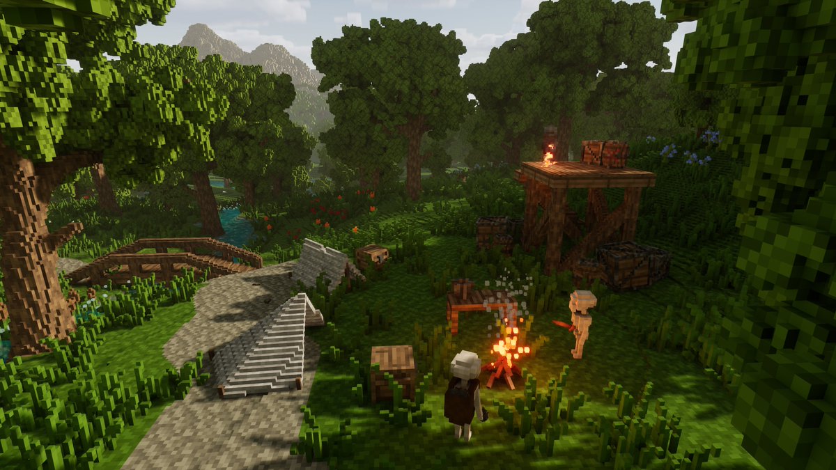 Tooley1998's tweet image. You can now find enemy camps/outposts along roads. I wonder what they are cooking up in that campfire🤔🔥🍗#gamedev #indiedev #voxelgame #voxelart #voxel #procedural #UnrealEngine