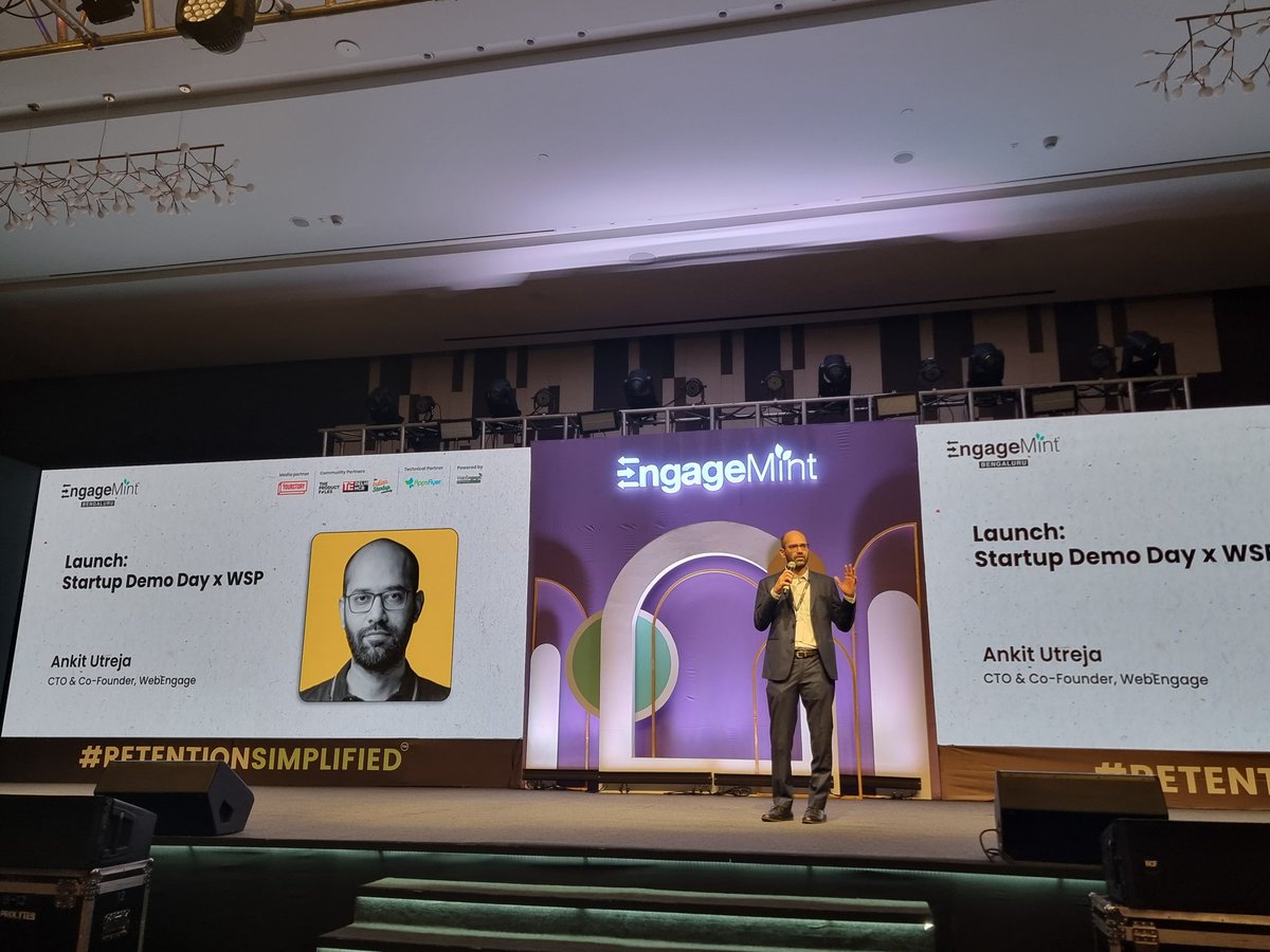 avlesh's tweet image. Ankit announcing the launch of Demo Day for our Startup Program portfolio at #EngageMint! Big stuff coming..