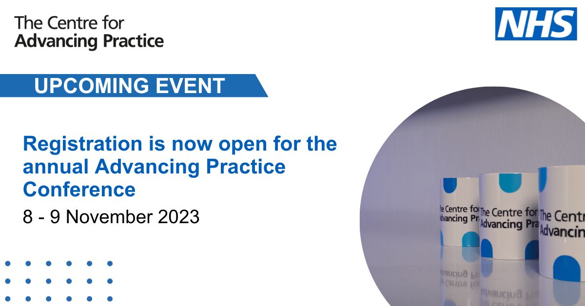 NHSE_WTE's tweet photo. Registration for the annual Advancing Practice Conference is now open! Find out more and register here https://t.co/KnuKKE4Nhf 

#AdvancingPractice2023 https://t.co/m9hSOSR8BR