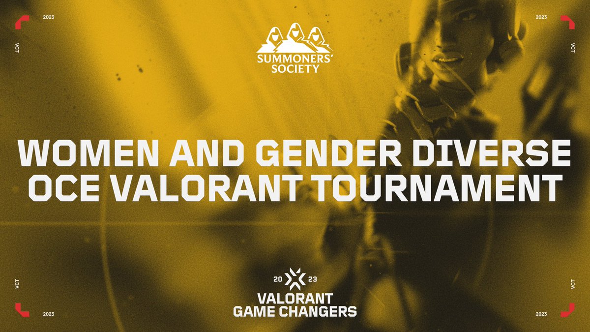 We are excited to announce that Summoners' Society is hosting Valorant Game Changers 2023! 🎉

🏅When: November 11th-12th &amp;18th-19th, starting at 14:00 AEST
🥇Who: Women and Gender diverse people
🥈Entry: Free! 
🥉Prizes: Prize pool of $8000
🏆Sign-up: battlefy.com/summoners-soci…