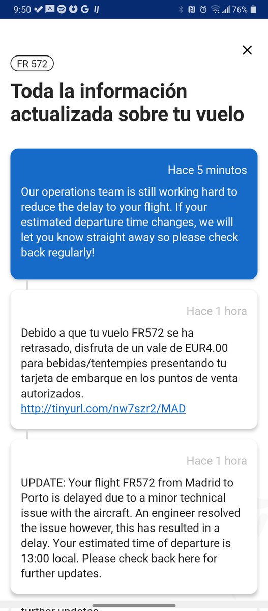 schartun's tweet photo. @Ryanair_ES, @Ryanair, @askryanair this is disgraceful! I had a flight at 9am, and upon arriving at the airport, I was notified that my flight was changed to 1PM. Due to this, I've lost my reservations upon arrival, money, and most importantly, time. Now what? https://t.co/8VP9HwmycI