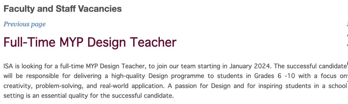Lissa Layman (she/her/elle) (@mmelayman) on Twitter photo Are you a Design teacher with the flexibility to begin a new position in January? Come join us in Amsterdam <a href="/IntlSchAmst/">International School of Amsterdam</a>! #intedchat #intedjobs #coetail #mypchat #ibmyp #edchat #mypdesign
isa.nl/employment/vac… Are you a Design teacher with the flexibility to begin a new position in January? Come join us in Amsterdam <a href="/IntlSchAmst/">International School of Amsterdam</a>! #intedchat #intedjobs #coetail #mypchat #ibmyp #edchat #mypdesign
isa.nl/employment/vac…