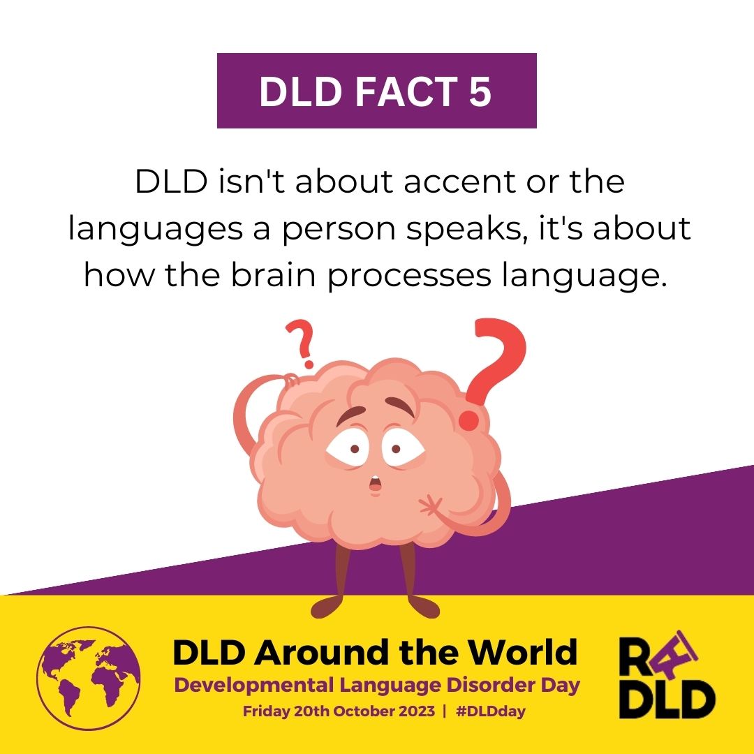 A2Education's tweet photo. Day 5 of our countdown to Developmental Language Disorder Day on Friday 20th October.... Here's DLD Fact 5!
@RADLDcam #devlangdis #DLDday https://t.co/Hg7R4txSfb