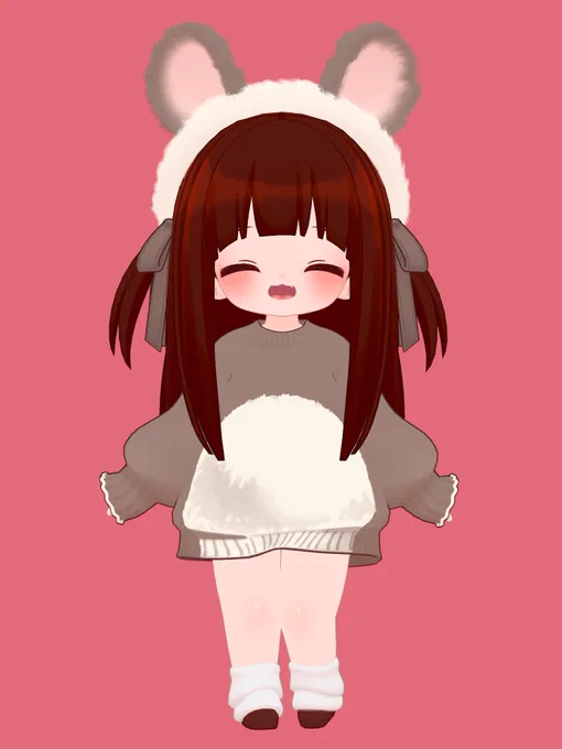 チンチラとおそろいみみベレーできたかも!!かわいい!! 