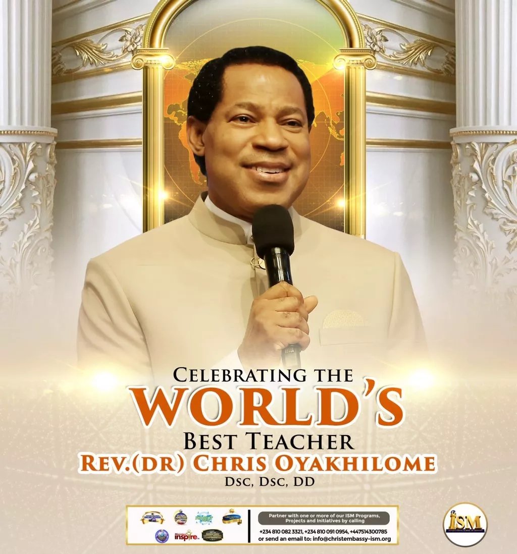 🎉  🎉 CELEBRATING THE WORLD'S BEST TEACHER - REV. CHRIS OYAKHILOME DSC. DD.

We love, honour and celebrate you always Sir! 
.
.
.
#ISM #WorldTeachersDay #PastorChris